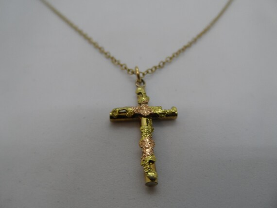 Vintage 12K Gold Filled Necklace w/ Cross 2 Tone … - image 7