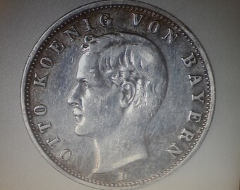 German Imperial Coin 1905 D Otto Koenig Von Bayern Zwei Mark Deutches REICH, Silver Coin