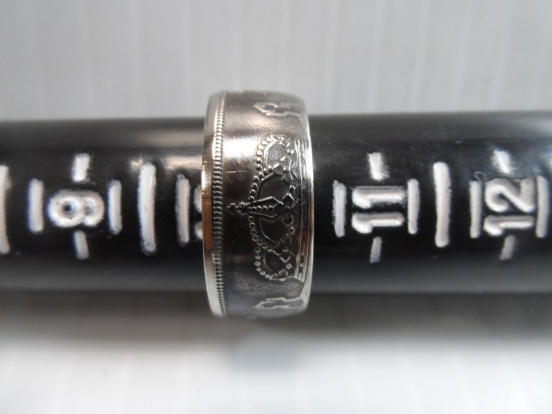 Size 10 14 Patina Finish Coin Ring Spain Made from a 1983 Circulated 50 Pesetas Crown Coin