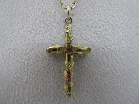 Vintage 12K Gold Filled Necklace w/ Cross 2 Tone … - image 2