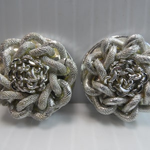 Vintage W. German Stamped Silver Tone Clip On Earrings, 925 Silver Plated, 1950&#39;s