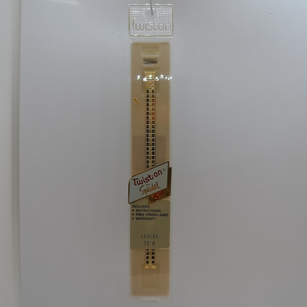Vintage Twiston By Speidel Gold Tone Ladies Watch Flex Band/Strap 71R Mate/Gloss Finish, NOS (New Old Stock) 1980s