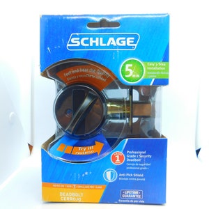Aged Bronze Single Cylinder Deadbolt by Schlage B60N V 716, Key Alike 53781, NOS (New Old Stock)