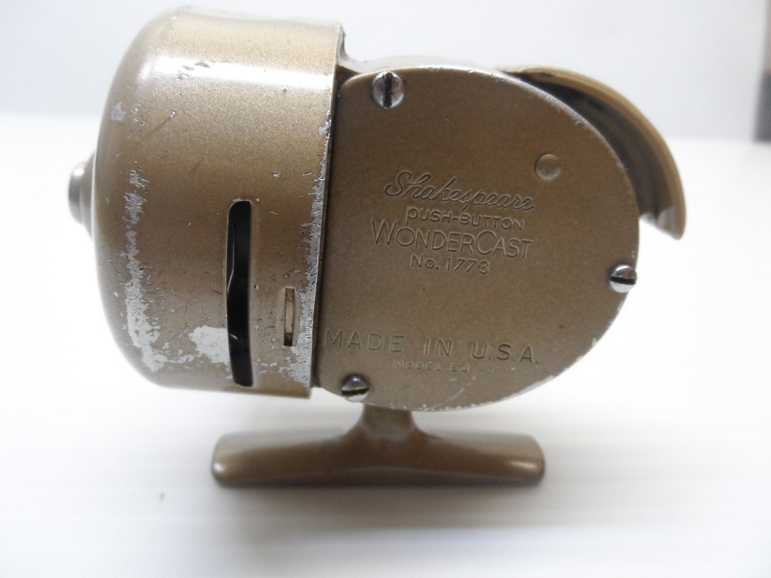 Vintage Shakespeare Fishing Reel No. 1773 Wondercast Model EJ Push Button.  