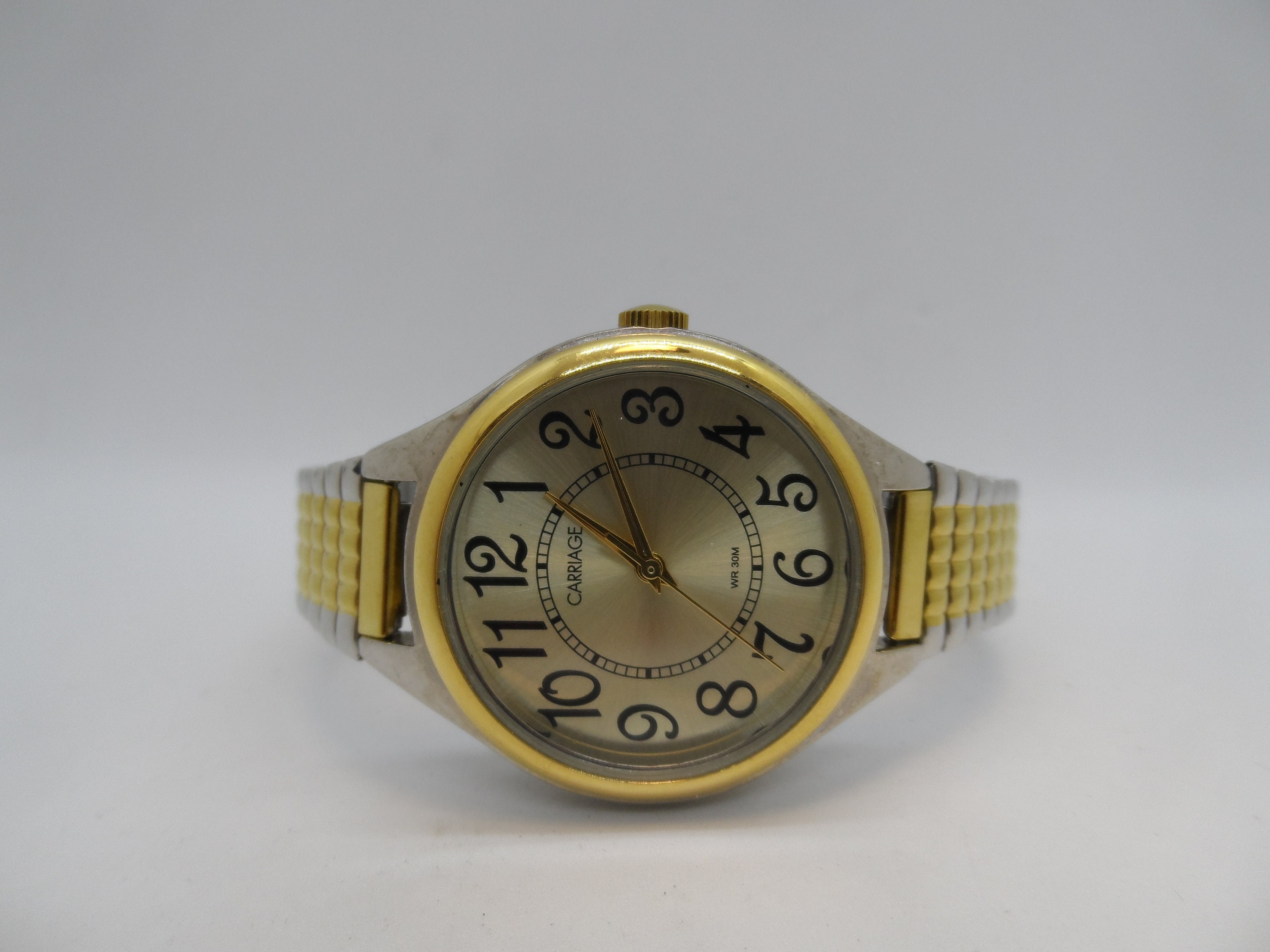 Vintage Carriage by Timex Silver & Gold Tone Flex Band Japan