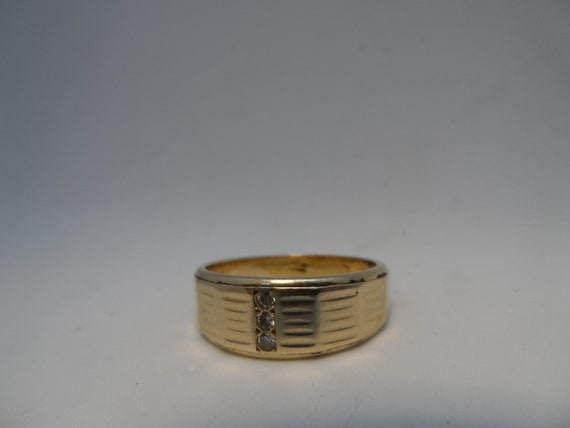 Vintage 14k PFG Men s Yellow Gold Ring W 3 Diamonds Frederick