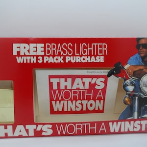 Vintage Firebird Winston Eagle Brass Lighter &quot;That&#39;s Worth a Winston&quot; Promotion, NOS (New Old Stock)