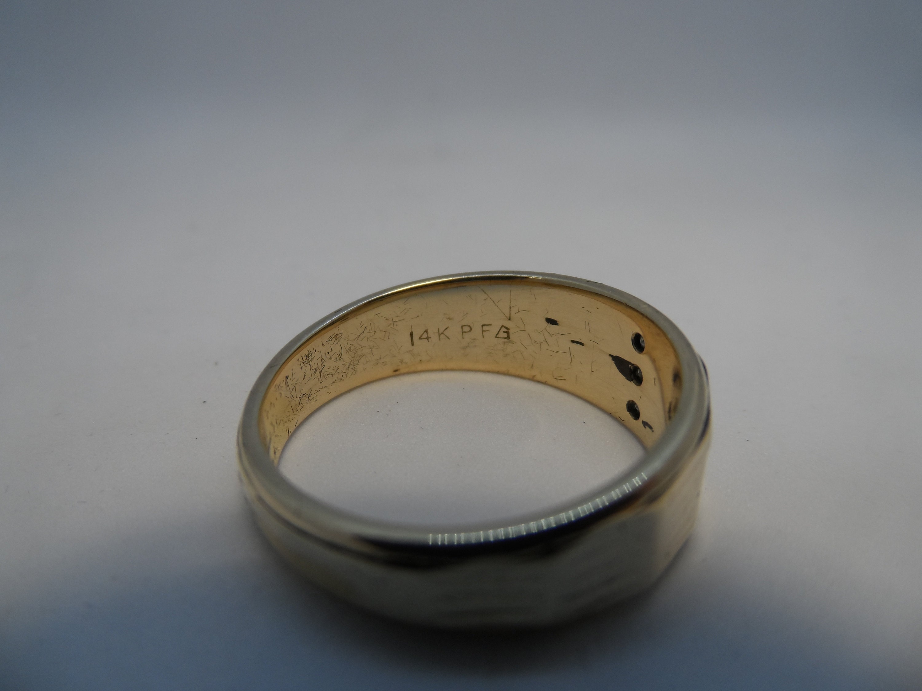 Vintage 14k PFG Men s Yellow Gold Ring W 3 Diamonds Frederick