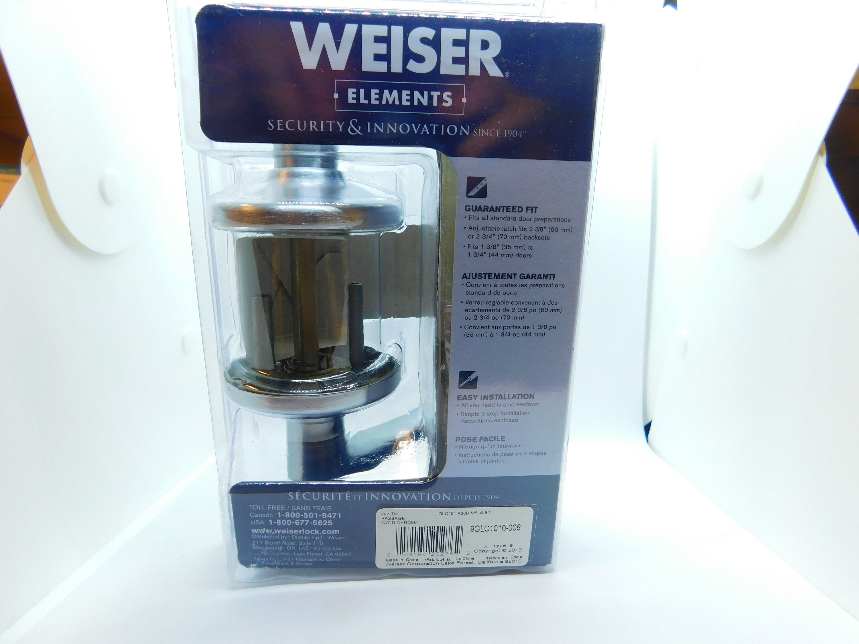 Weiser Passage Hall & Closet Handle Elements Series Satin Chrome