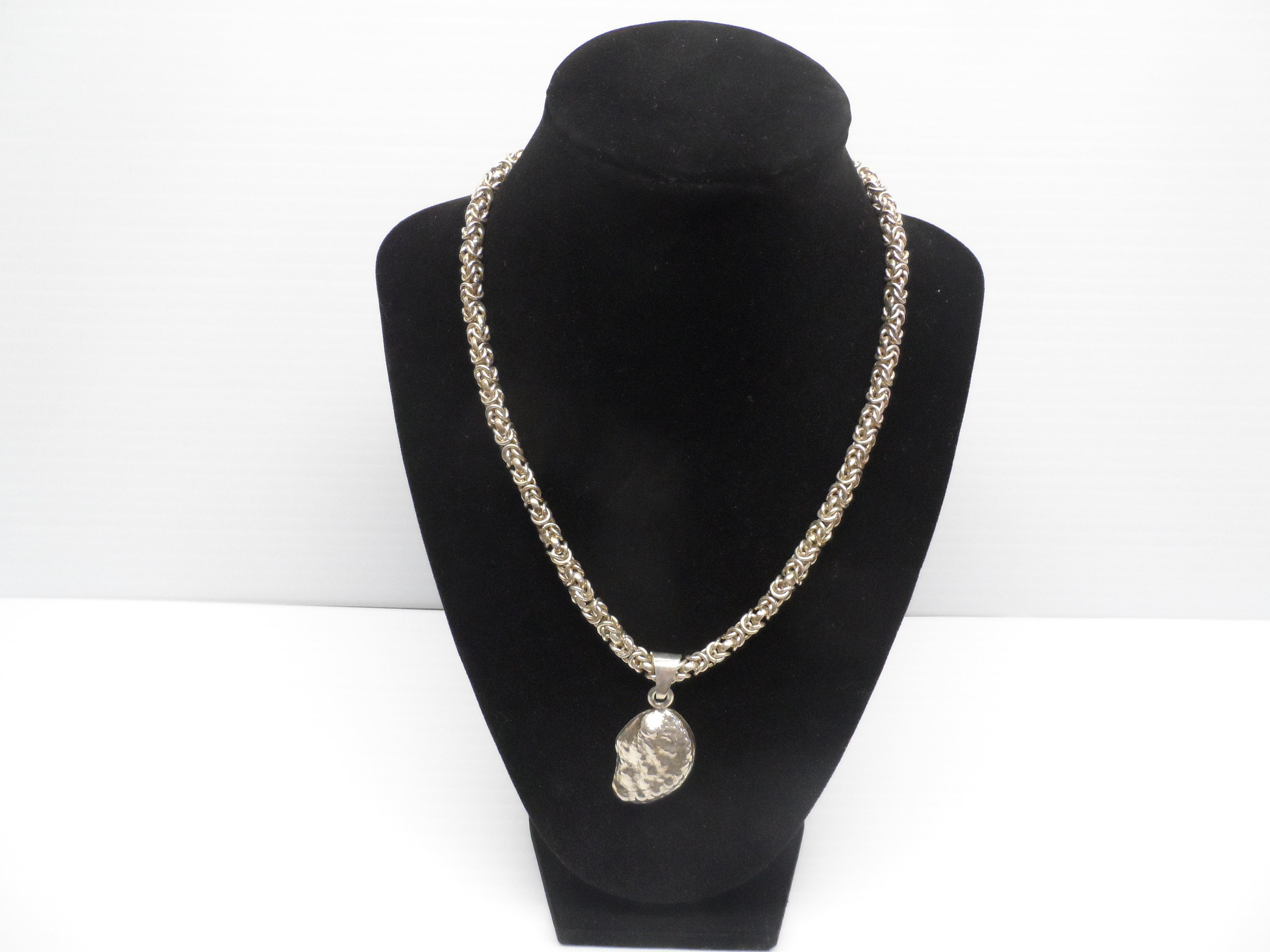 Vintage Heavy link Necklace, 925 Mexican Silver W/ Silver Nugget Style