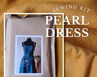 SEWING KIT PEARL Saffron linen dress, sleeveless dress, linen  dress, vintage inspired dress, button down dress, straps dress