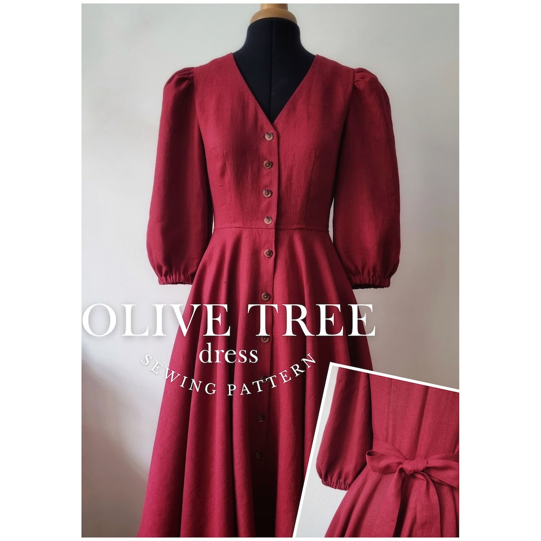 OLIVE TREE Dress Digital Pattern / Us 020, Eu 3252, Uk 424/ PDF