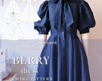 BERRY dress PDF Pattern / us 0-22, eu 32-54, uk 4-26/ Digital Sewing Pattern