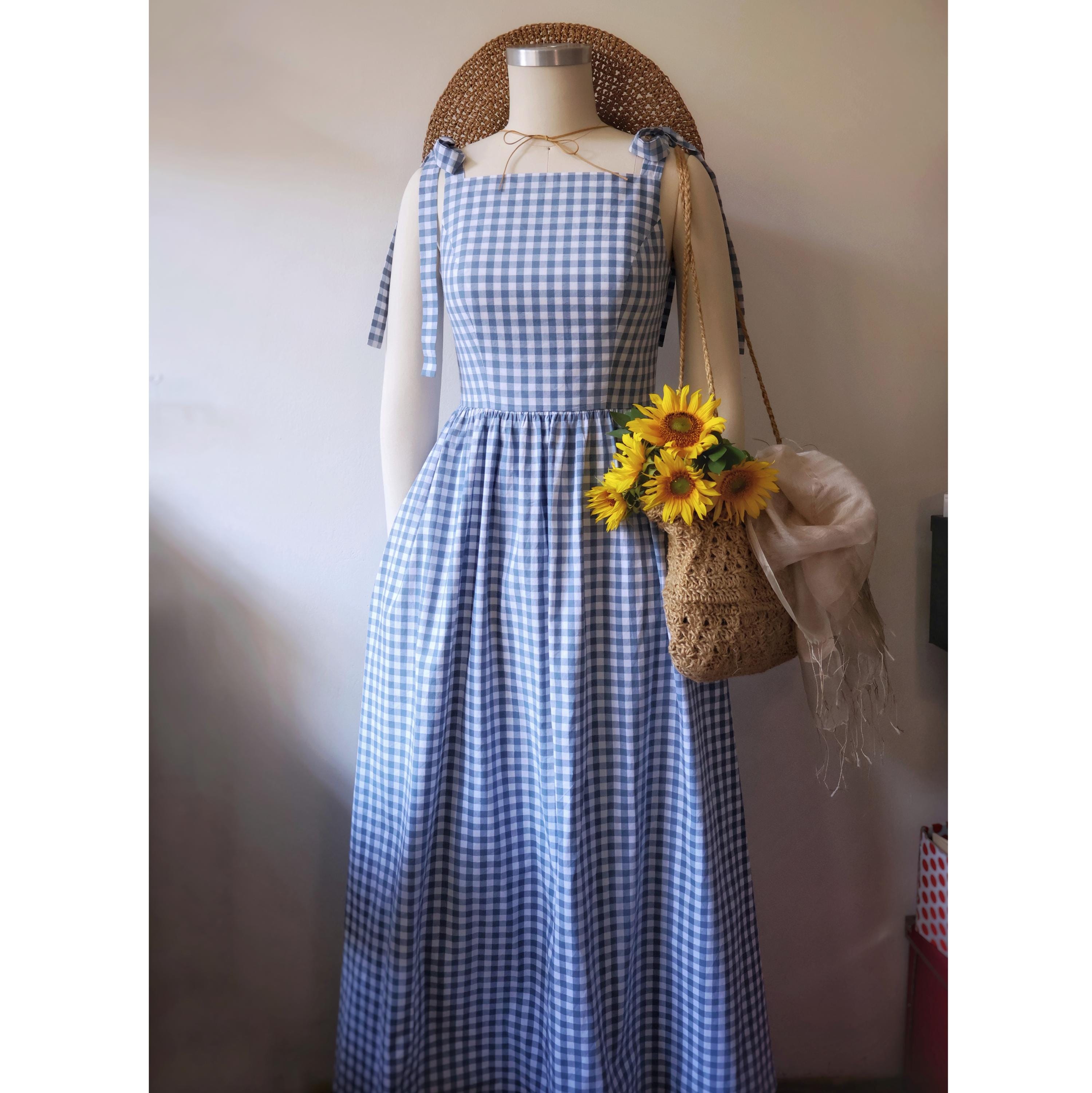 STELLAR Gingham Dress: Parisian Blue Cotton, Size EU 36 US 4 STELLAR Gingham Dress: Parisian Blue Cotton, Size EU 36 US 4