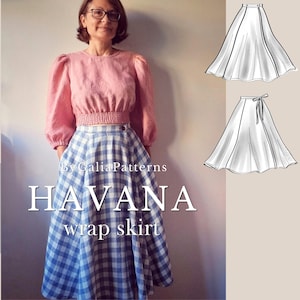 Patrón de costura para falda cruzada Havana: largo midi, cintura ajustable (patrón digital en PDF).
