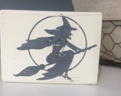 Witch Decor, Halloween Decor, Wood Block