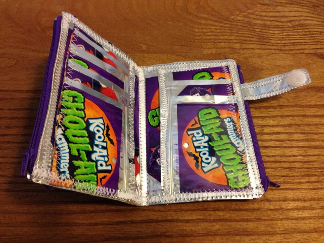Kool Aid Wallets, Recycled Wallet, Upcycle, Kool Aid Jammers, Recycled