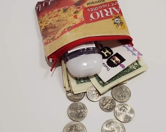 Recycled Bag, Mario Instant noodles Chicken Flavour, coin purse, change bag, card holder, holiday gifts, birthday gift, unique