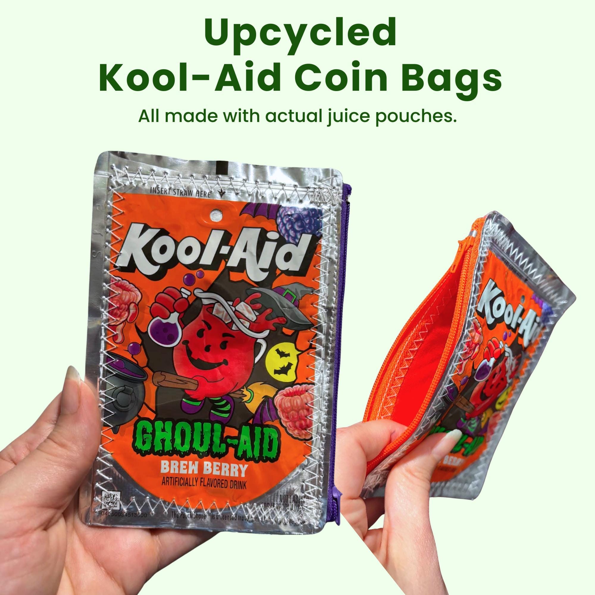 Upcycled Kool-aid Jammer Coin Bag – Recycled Drink Pouch Mini Zip
