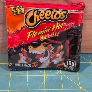 Recycled Bag - Cheetos Flaming Hot Cruncy - Coin Purse - Trinket bag - Chips bag - recycled bag -  cool bag - gift card holder - bday gift