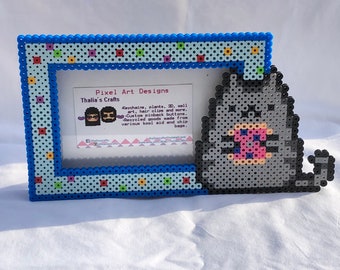 Kawaii cat picture frame - cat and donut - cute cat photo frame - birthday gift - christmas gift - holiday gifts - unique - colorful kitty