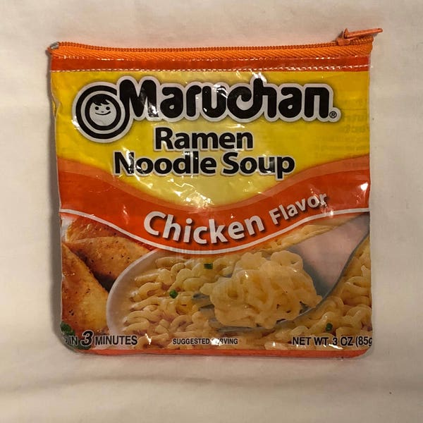 Recycled Bag, Ramen Noodle Maruchan chicken Flavor, coin purse, change bag, card holder, holiday gifts, birthday gift, gift card holder