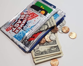 Coin bag card holder/ recycled bag/ kool aid bag / upcycled bag