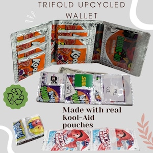 Portefeuille Kool Aid à trois volets - portefeuille recyclé - upcyclé - portefeuille kool aid jammers - cadeau d'anniversaire - portefeuille cool-