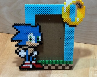 Sonic Picture Frame! Perler picture frame, Video Game photo frame, birthday gift, Fun decor, Christmas gift, Gameroom Decor,