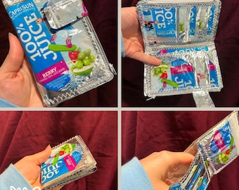 Upcycled Juice Pouch Wallet | Handmade Recycled Snack Pouch Purse – Recycled Drink Pouch Wallet – Eco Friendly   Capri Sun Wallets, Bags, Up