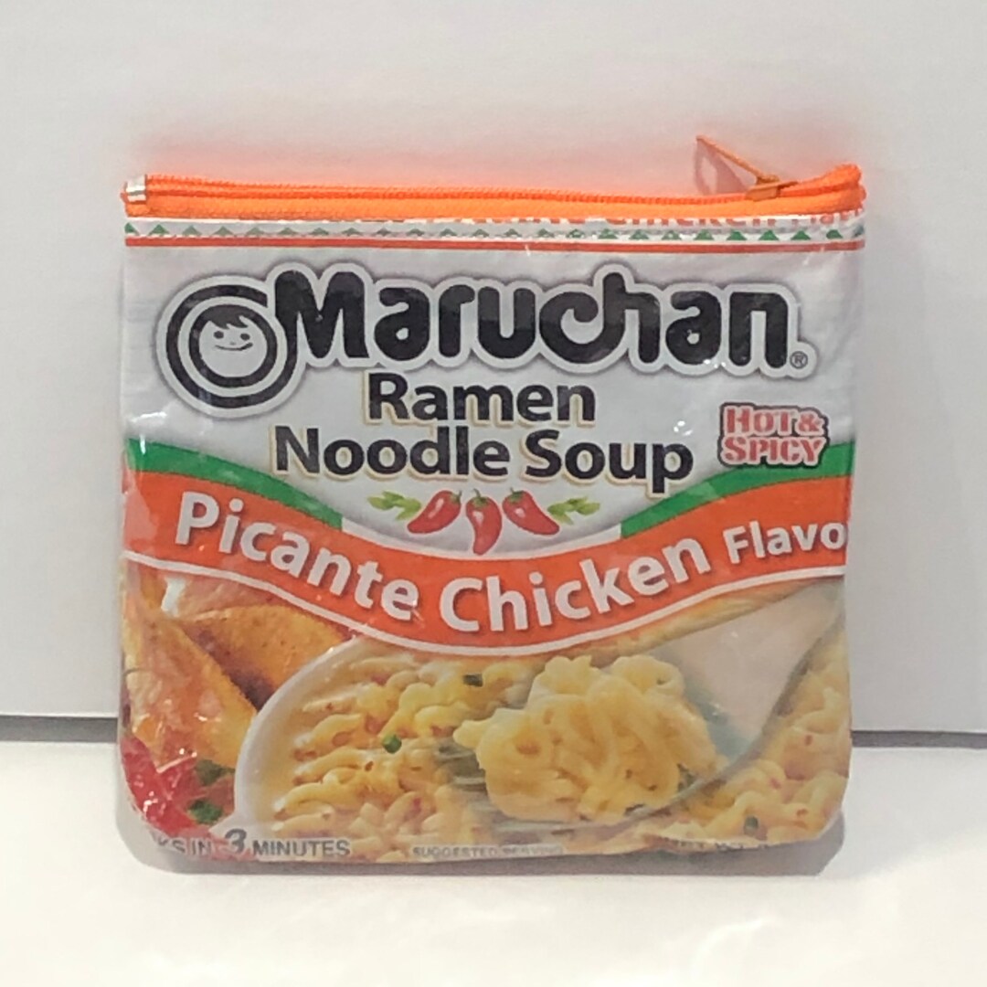 Recycled Bag, Ramen Noodle Maruchan Picante Chicken Flavor, Coin Purse, Change Bag, Card Holder