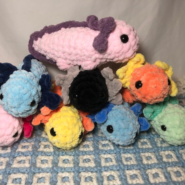 Cute Axolotls, baby Axolotl, cute animal amigurumi, cute plushies, gift ideas, birthday gifts, soft plushies