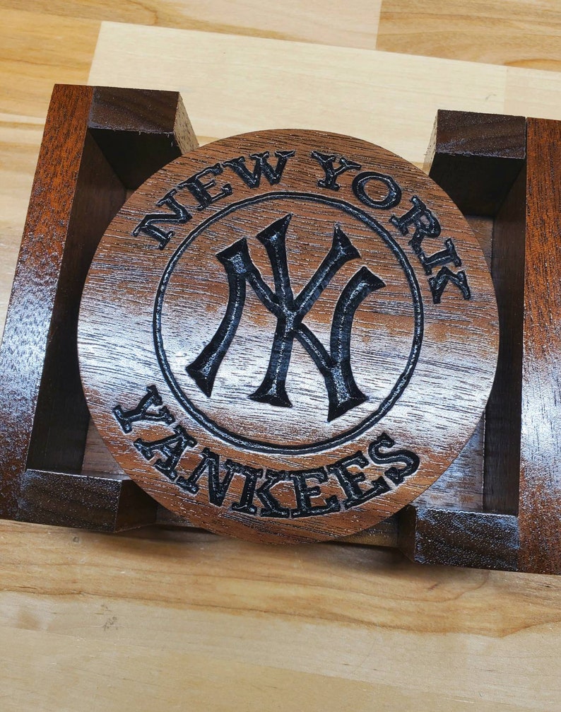 New York Yankees Coasters Engraved Wall Art Custom Engraved Etsy