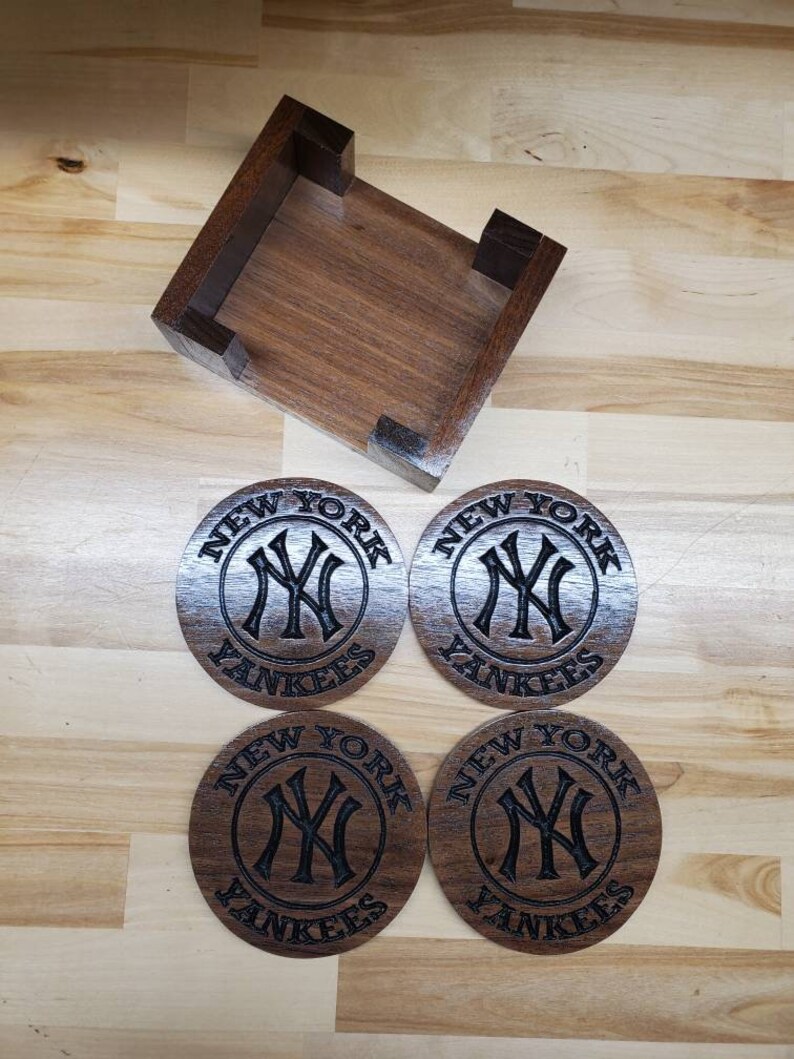 New York Yankees Coasters engraved wall art custom engraved Etsy