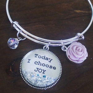 Personalized jewelry,Today I choose joy personalized bangle bracelet, inspirational jewelry, inspirational gift, divorce jewelry
