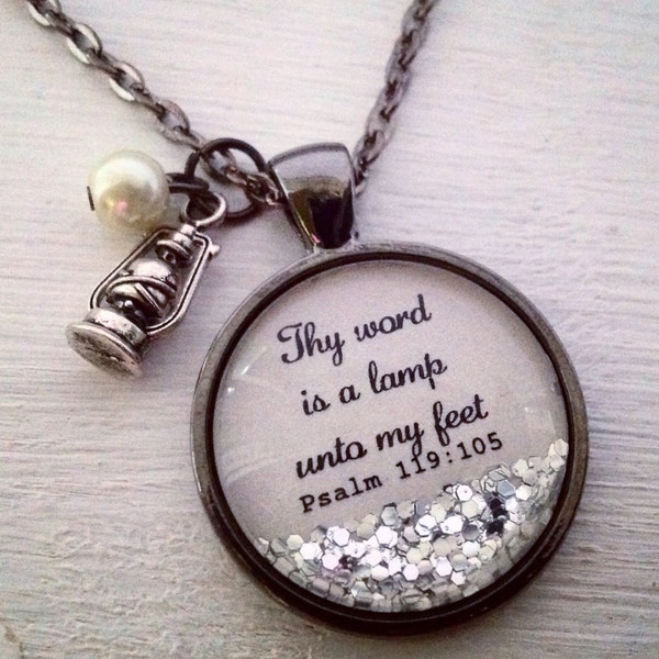 Bible verse necklace/Psalm 119:105/Thy word is a lamp unto my feet/Christian jewelry/personalized jewelry/Christian gift/scripture necklace