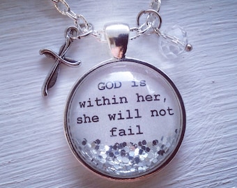 Bible verse necklace/Psalm 46:5/God is within her,she will not fail/Christian jewelry/Christian gift/scripture necklace/personalized jewelry