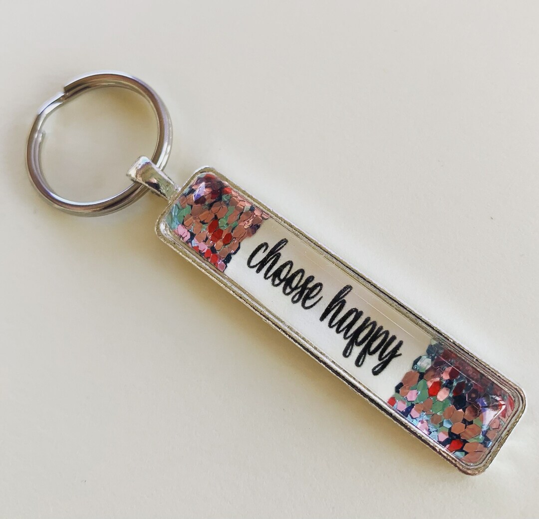 Choose Happy Inspirational Keychain, Personalized Gift for Her, Zipper ...