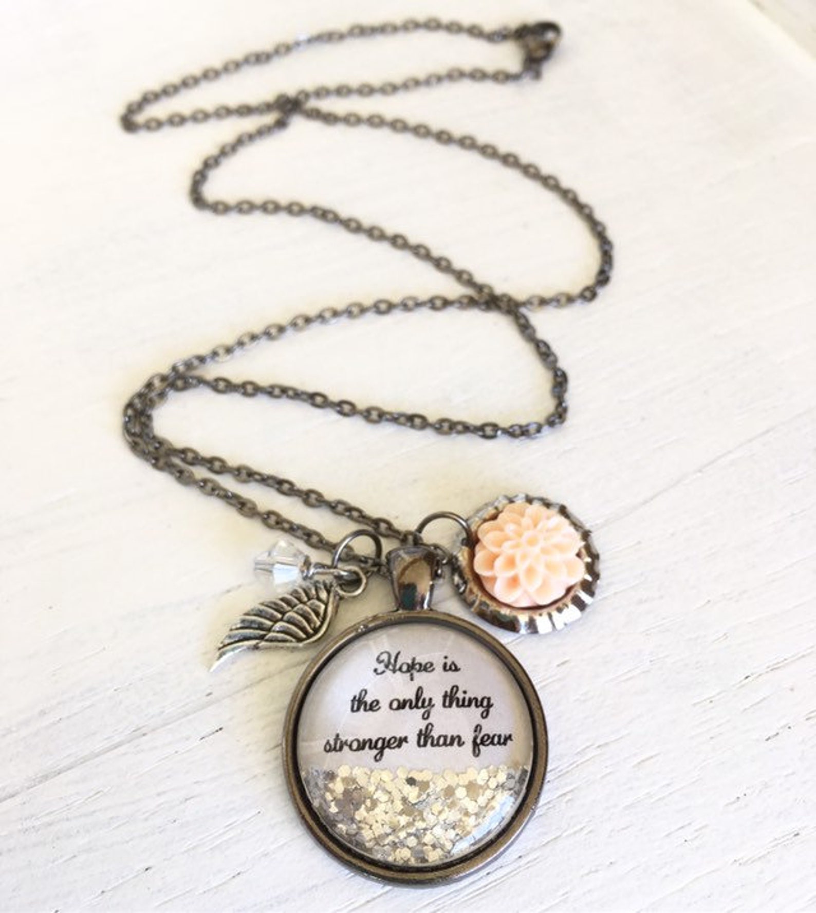 Personalized Jewelry Hope Necklace/inspirational Quote Etsy