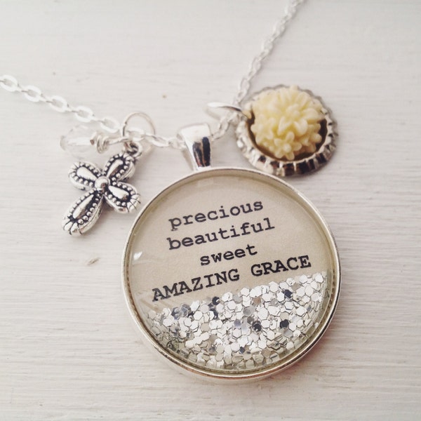 Amazing Grace necklace,Christian jewelry for woman,Christian gift,religious jewelry for friend,baptism gift for woman, Christian teen gift