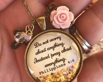 Do not worry about anything instead pray about everything/Philippians 4:6necklace/bible verse necklace/scripture necklace/Christian jewelry