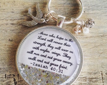 Bible verse keychain, Isaiah 40:31, Christian gift, scripture keychain, Christian keychain, personalized keychain, inspirational keychain