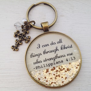 Bible verse keychain/Philippians 4:13 keychain/I can do all things through Christ who strengthens me/scripture keychain/Christian gift