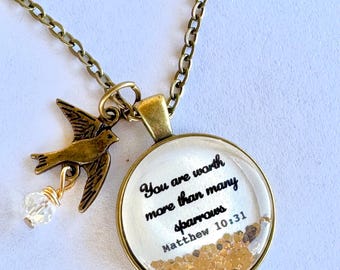 Christian Jewelry, Christian Gifts, Bible Verse Necklace, Matthew