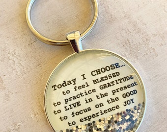 Daily affirmation keychain,Today I choose joy, sobriety birthday gift,divorce gift,inspirational gift,personalized keychain,12 steps gift