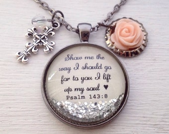 Bible verse necklace/Psalm 143:8 necklace/personalized jewelry/Christian jewelry/scripture necklace/Christian gift/baptism gift/gift for her