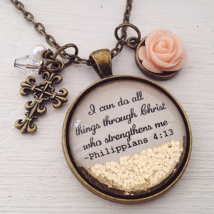 I can do all things through Christ who strengthens me/Philippians 4:13 necklace/bible verse necklace/scripture necklace/Christian jewelry