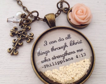 I can do all things through Christ who strengthens me/Philippians 4:13 necklace/bible verse necklace/scripture necklace/Christian jewelry