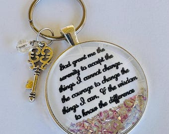 Serenity prayer keychain, personalized keychain, serenity prayer gift, recovery gift, recovery birthday gift, serenity courage wisdom