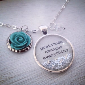Gratitude changes everything, inspirational quote necklace, gratitude necklace, daily affirmation, inspirational gift, gift for friend